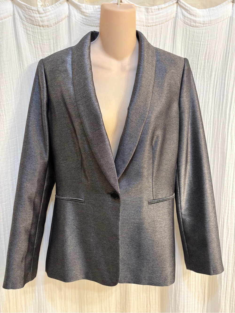 Calvin Klein Women’s metallic One-Button Lined Blazer Jacket Long Sleeve Size 6